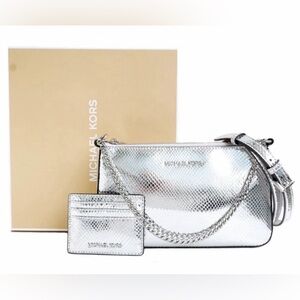 Michael Kors Gift Boxed Chain-Strap Crossbody Bag with Card Case Wallet
Silver